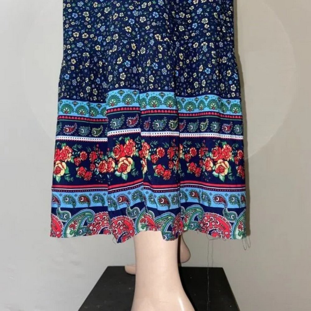 PRETTYGARDEN NAVY FLORAL PRINT MAXI DRESS SIZE MEDIUM - Picture 7 of 13